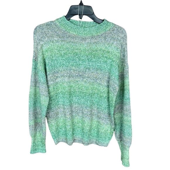 Abound Sweater Teal Cyrus Space Dye Crew Neck Green Grey Blue Long Sleeves Large - Picture 4 of 14